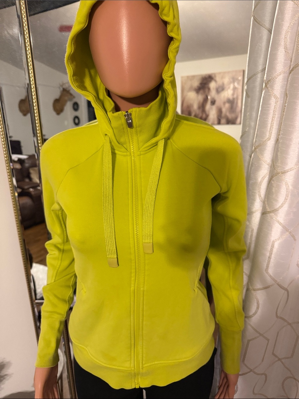 Athleta Bright Lime Green Hooded Zip Jacket